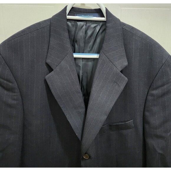 Ralph Lauren Black Striped Three Button Sport Coat Blazer Suit Jacket Size 44L - Picture 2 of 12